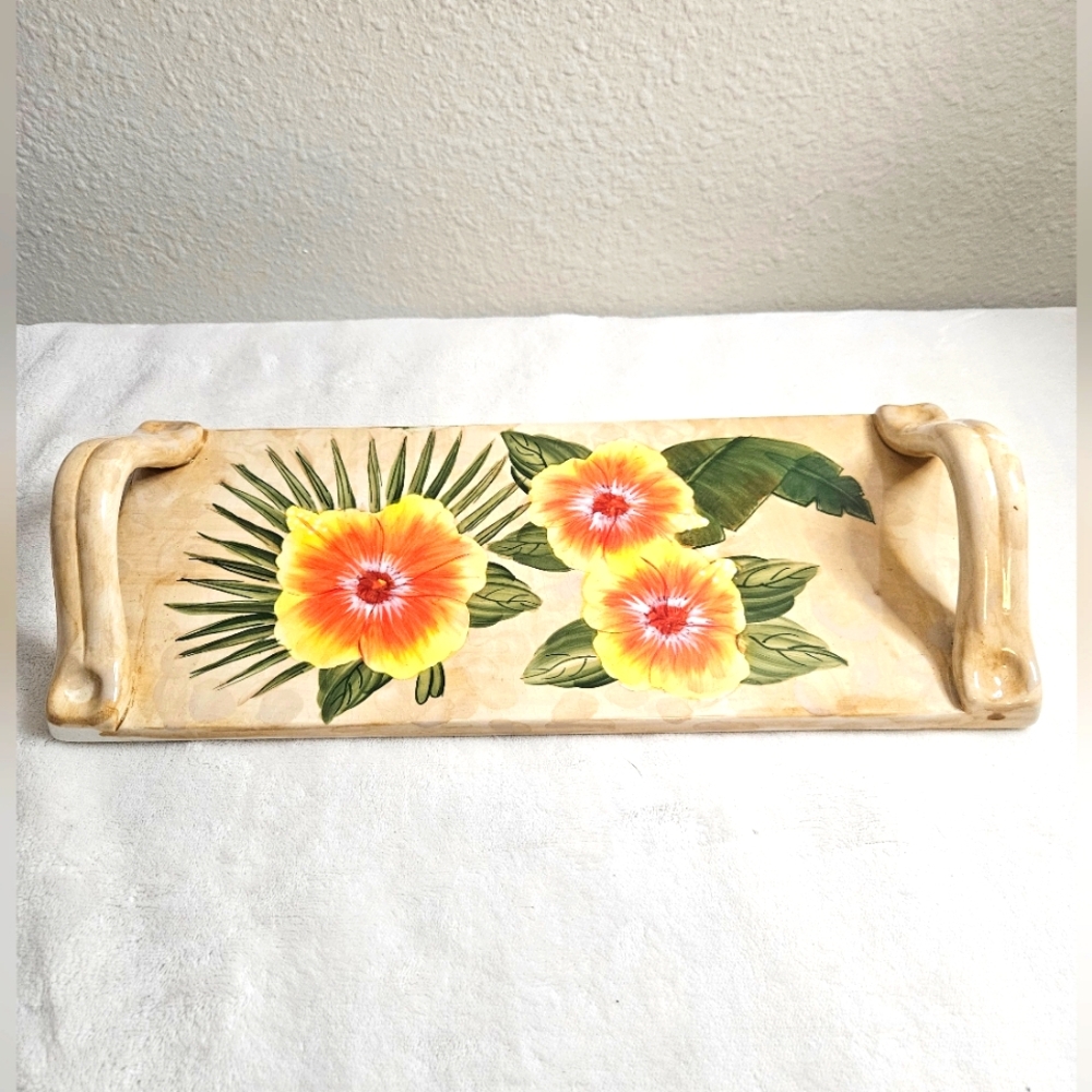 Vintage Royal Palm Ceramic AppetizerTray.